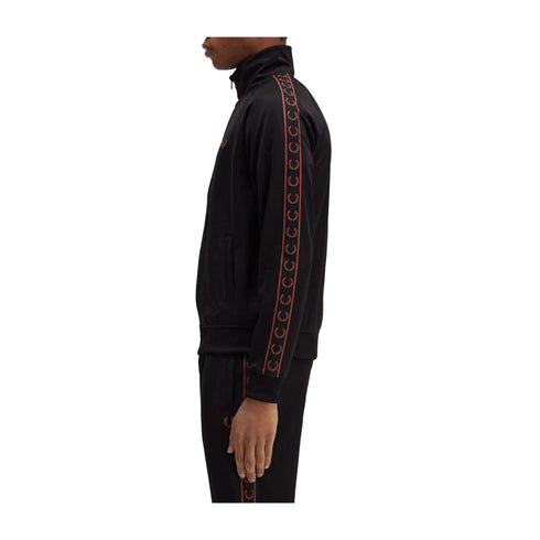FRED PERRY Felpa con zip Felpa Uomo Contrast Tape Nero whisky - Francavilla Moda